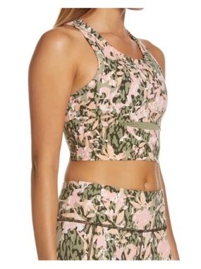 Sweaty Betty London POWER Olive & Pink Camo Racerback Sports Bra size S